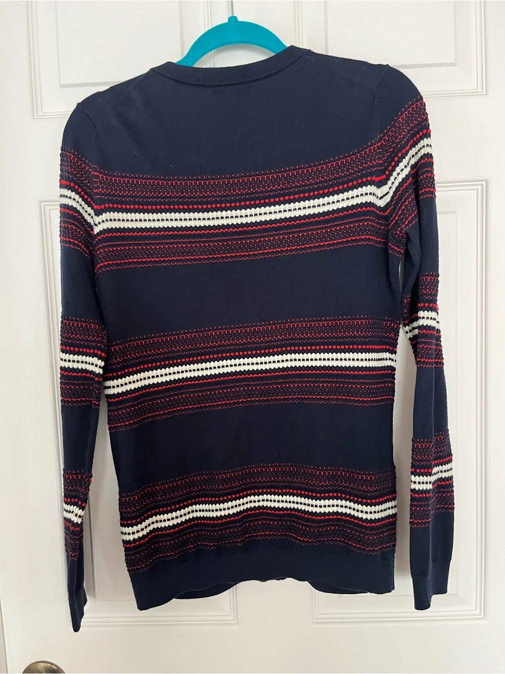 Tommy Hilfiger Women’s SzM Navy, Red, White Stripe Button-Front Cardigan